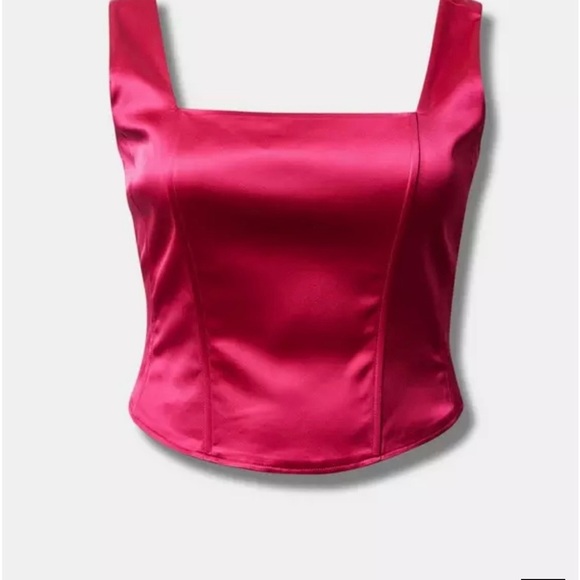 Torrid Hot Pink Satin Sleeveless Corset Top - Picture 2 of 14